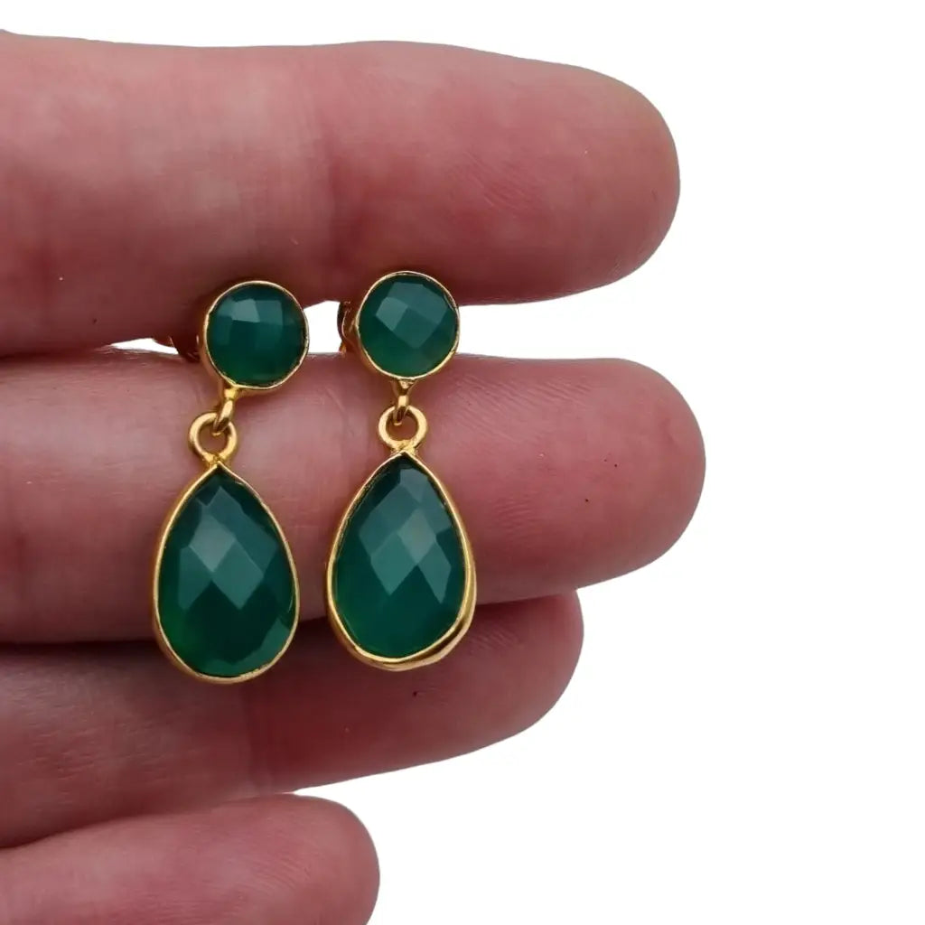 Pendientes de ónix verde pendientes oro colgantes boho