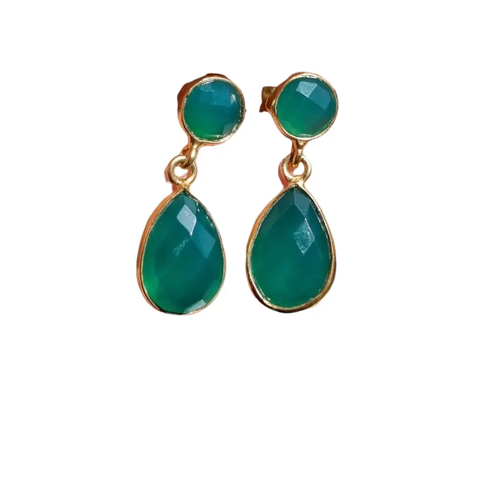 Pendientes de ónix verde pendientes oro colgantes boho