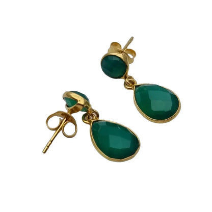 Pendientes de ónix verde pendientes oro colgantes boho