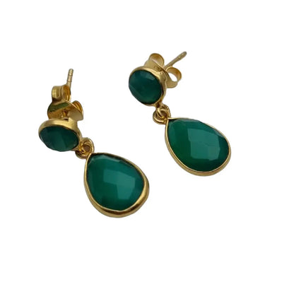 Pendientes de ónix verde pendientes oro colgantes boho