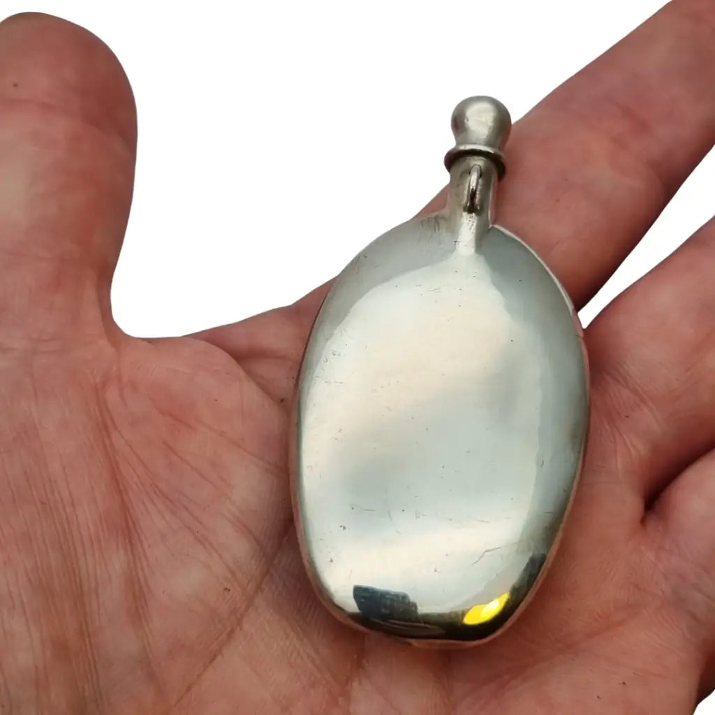 Perfumero colgante de plata antiguo · Frasco perfume joya vintage·