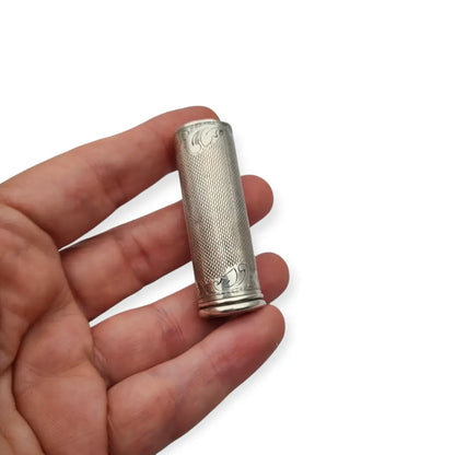 Pintalabios antiguo en plata 925 grabada estilo Art Nouveau floral tubo