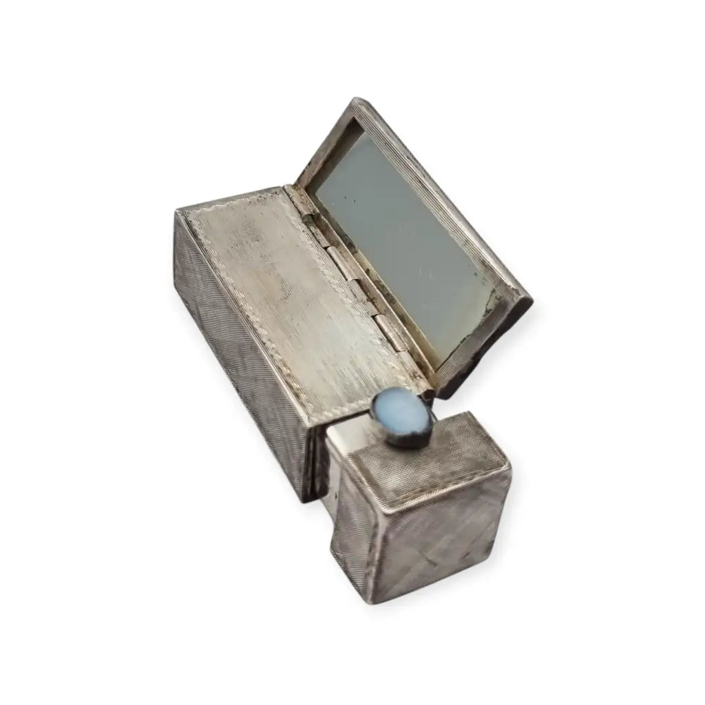 Pintalabios italiano en plata 800 con piedra azul claro diseño grabado Circa