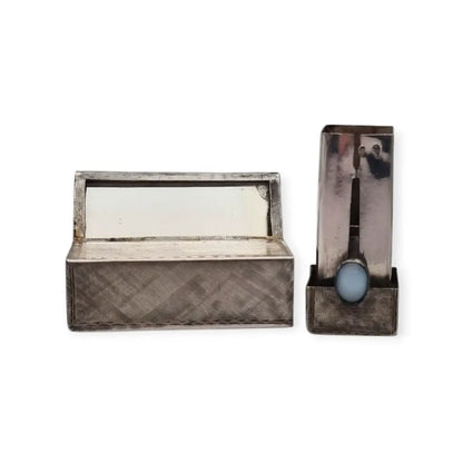 Pintalabios italiano en plata 800 con piedra azul claro diseño grabado Circa