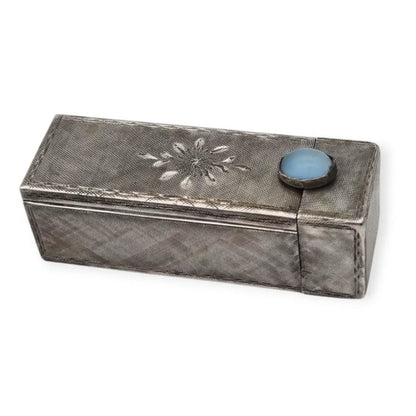 Pintalabios italiano en plata 800 con piedra azul claro diseño grabado Circa