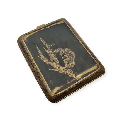 Pitillera oriental de la década 1930 grabado en oro 24 quilates marca K24