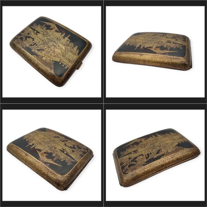 Pitillera oriental de la década 1930 grabado en oro 24 quilates marca K24