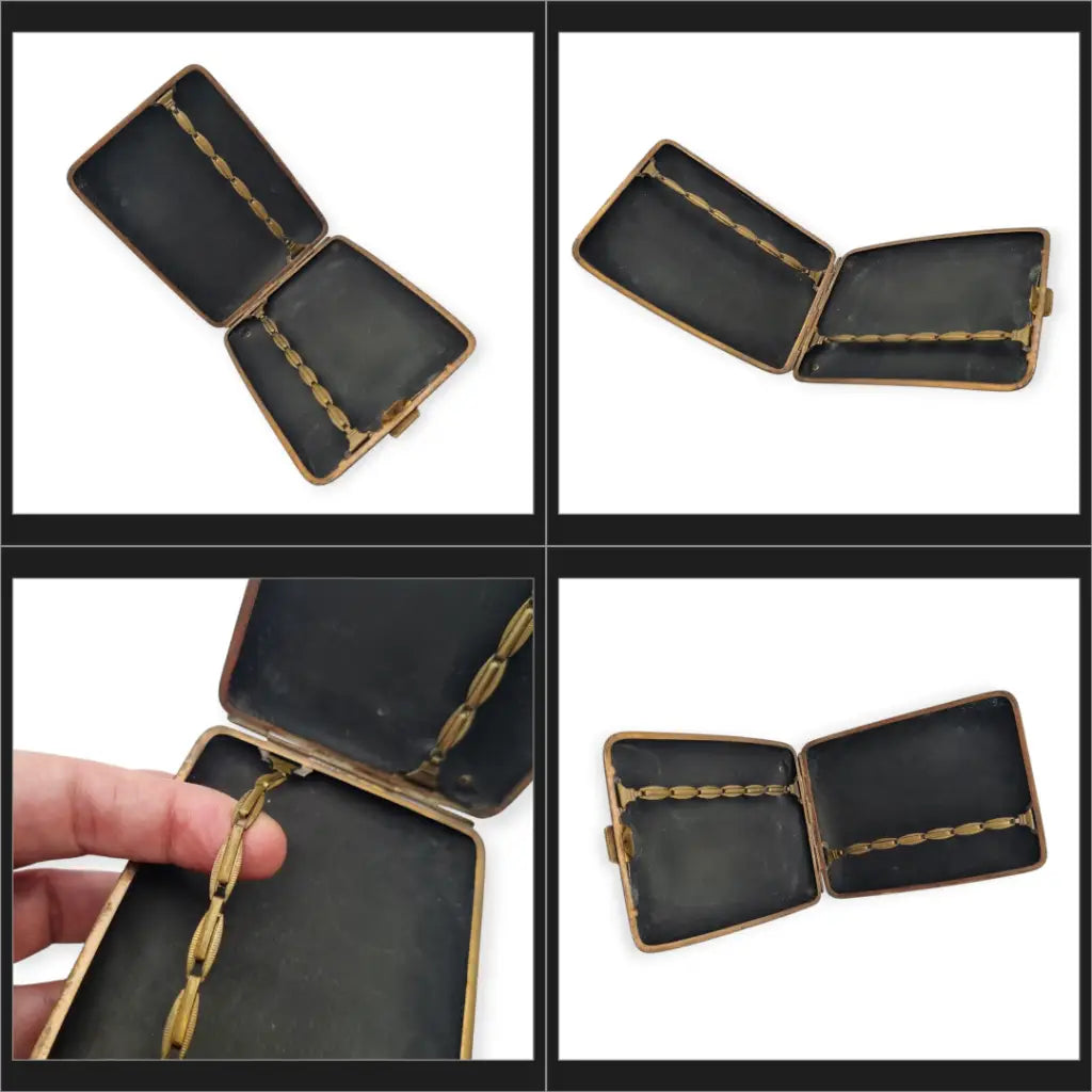 Pitillera oriental de la década 1930 grabado en oro 24 quilates marca K24