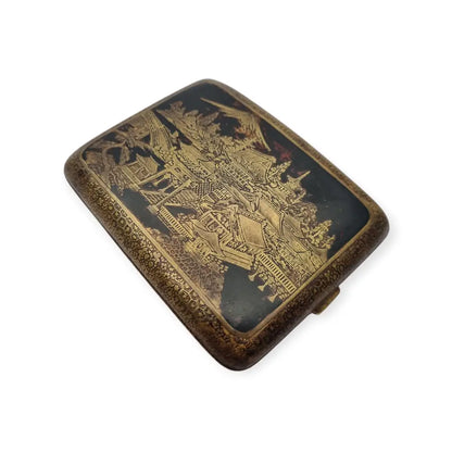 Pitillera oriental de la década 1930 grabado en oro 24 quilates marca K24