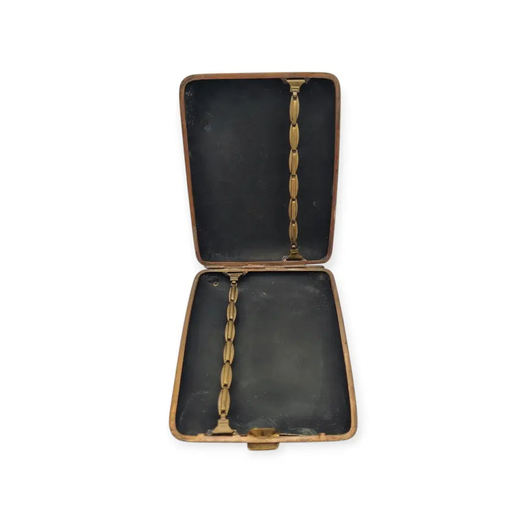 Pitillera oriental de la década 1930 grabado en oro 24 quilates marca K24