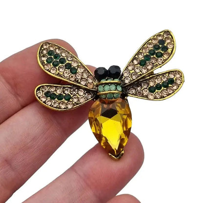 Broche de abeja bisutería alfiler amarillo y verde Circa 2000 Joyería antigua