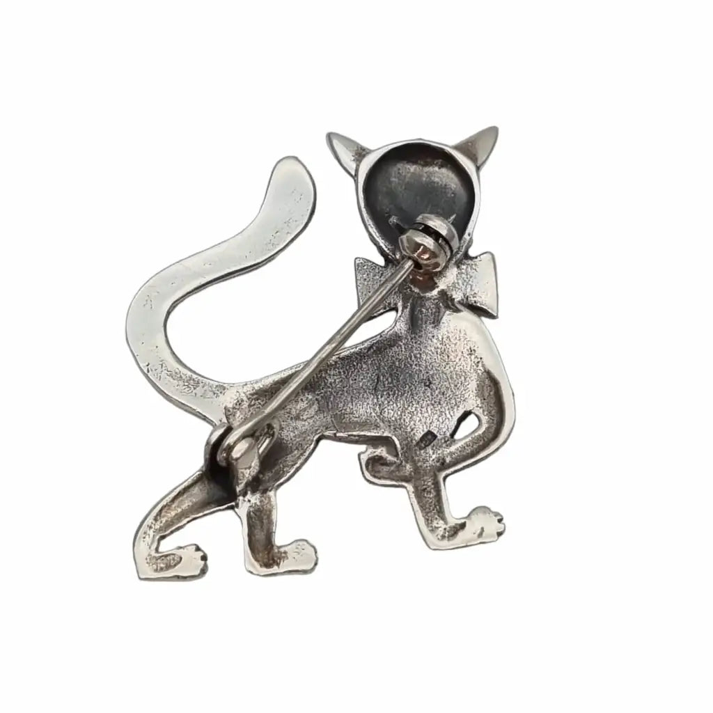 Broche de plata gato pin broche ley marcasita