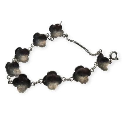 Pulsera Art Decó floral de plata y oro para Bebé o Niño Pequeño años 40.