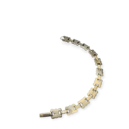 Pulsera Art Decó tardío en plata dorada diseño geométrico modular para mujer