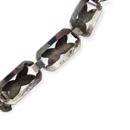 Pulsera Art Decó tardío en plata y vistas de oro años 40-50 eslabones calados