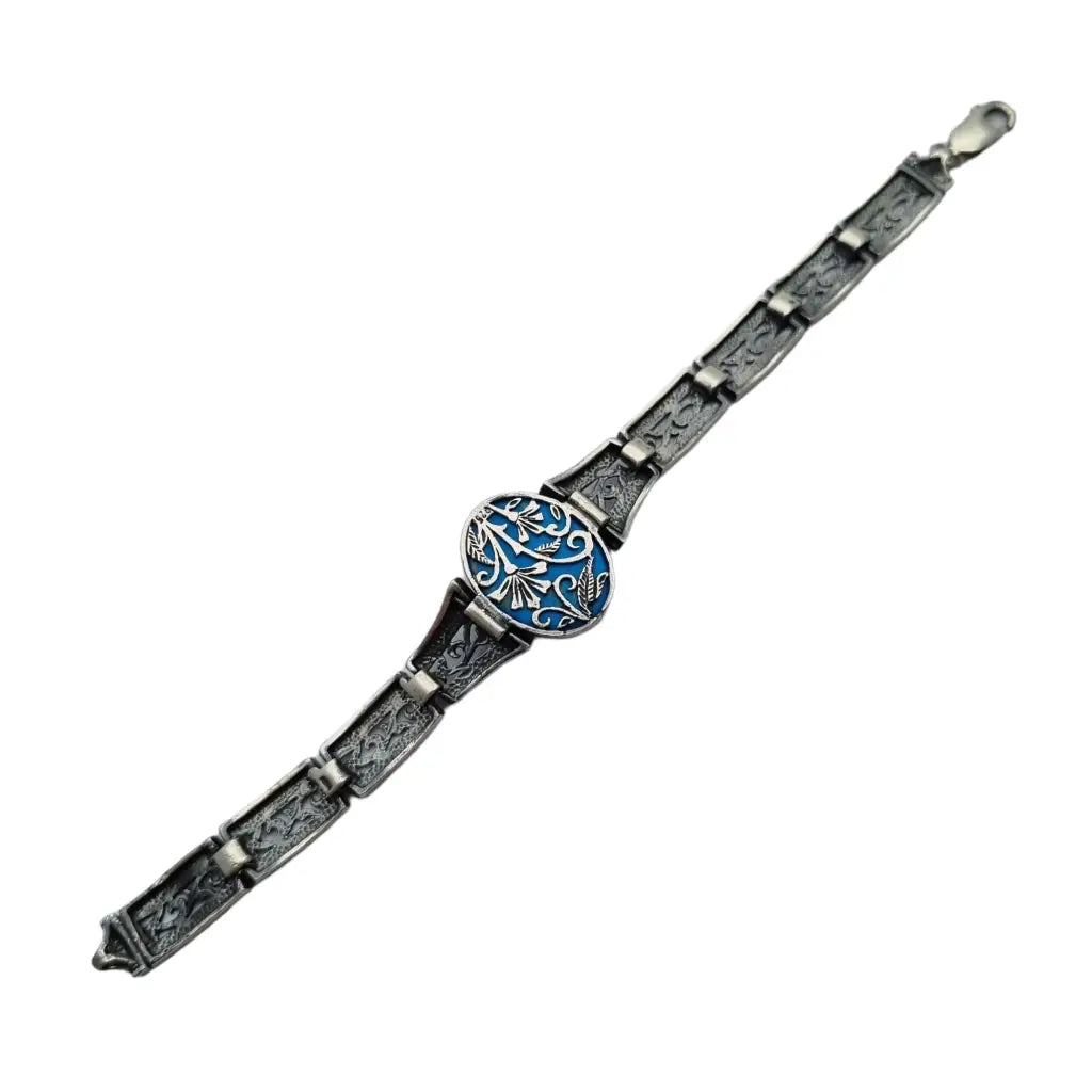 Pulsera boho de plata con piedra azul para mujer 1980 regalos originales joyas