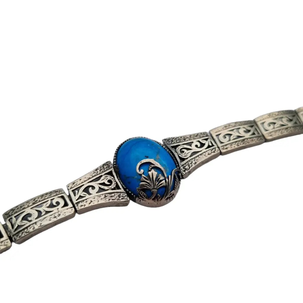 Pulsera boho de plata con piedra azul para mujer 1980 regalos originales joyas