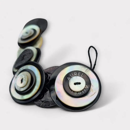 Pulsera de botón nácar diseño vintage AUREL blanco y negro joyería