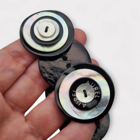 Pulsera de botón nácar diseño vintage AUREL blanco y negro joyería