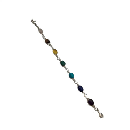 Pulsera de chakras plata con piedras naturales para mujer estilo boho Circa