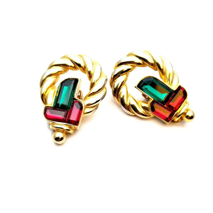 Pendientes vintage 80’s pendientes de bisutería para mujer Joyas oro pedrería