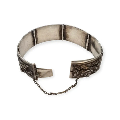 Pulsera de plata victoriana angloindia con seis deidades budistas joyería