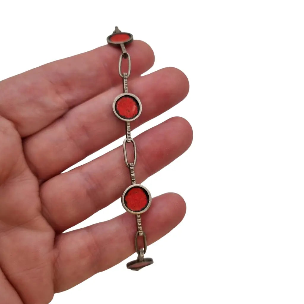 Pulsera de plata pulsera vintage para mujer joyería esmalte