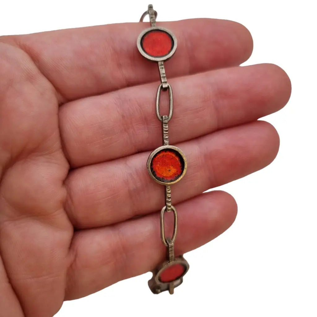 Pulsera de plata pulsera vintage para mujer joyería esmalte