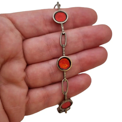 Pulsera de plata pulsera vintage para mujer joyería esmalte