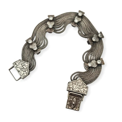 Pulsera turca antigua de plata 925 estilo bizantino con circonitas y pájaros