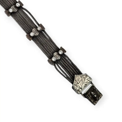 Pulsera turca antigua de plata 925 estilo bizantino con circonitas y pájaros