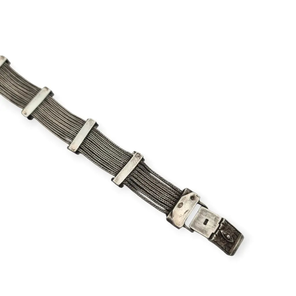 Pulsera turca antigua de plata 925 estilo bizantino con circonitas y pájaros