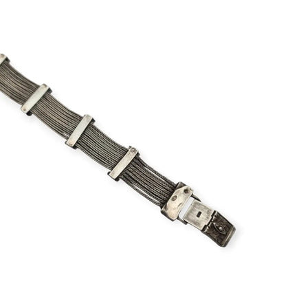 Pulsera turca antigua de plata 925 estilo bizantino con circonitas y pájaros