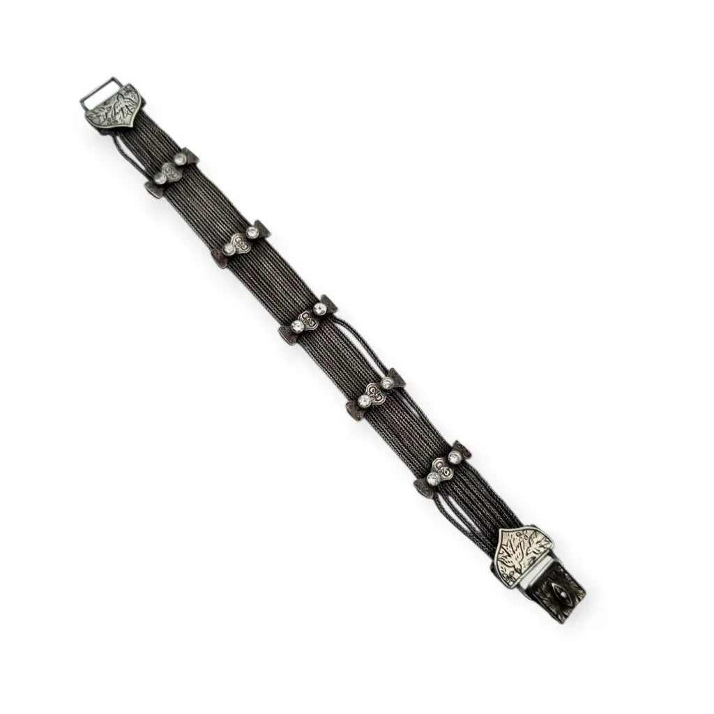 Pulsera turca antigua de plata 925 estilo bizantino con circonitas y pájaros