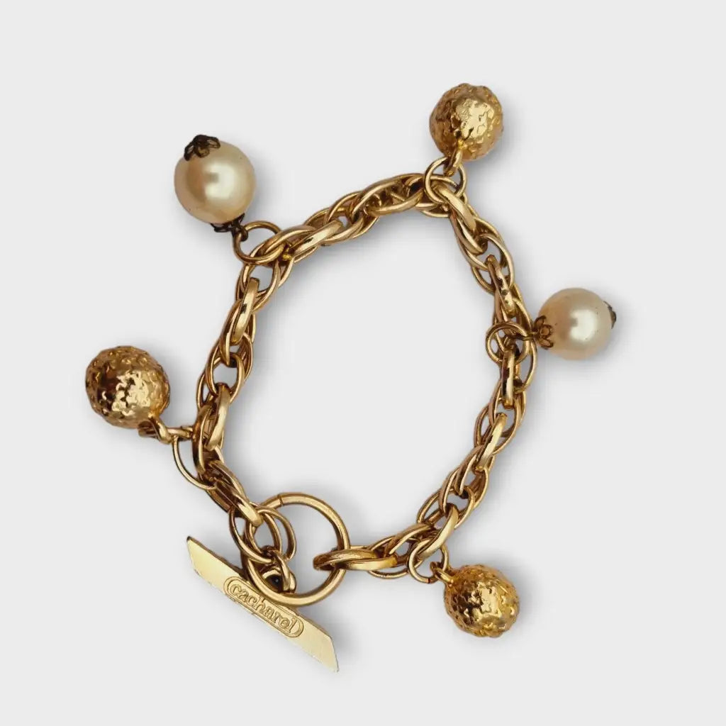 Pulsera vintage Cacharel con perlas años 80 línea de lencería