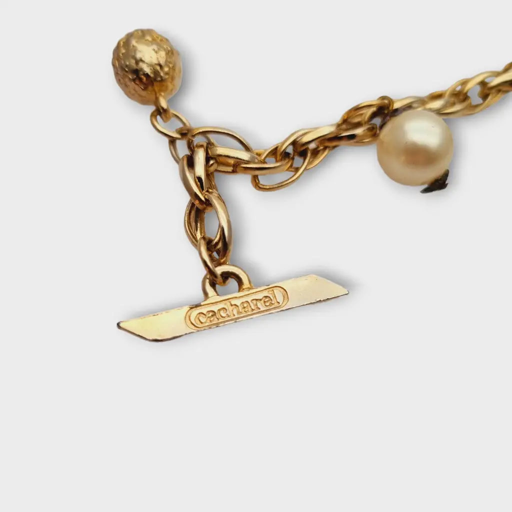 Pulsera vintage Cacharel con perlas años 80 línea de lencería