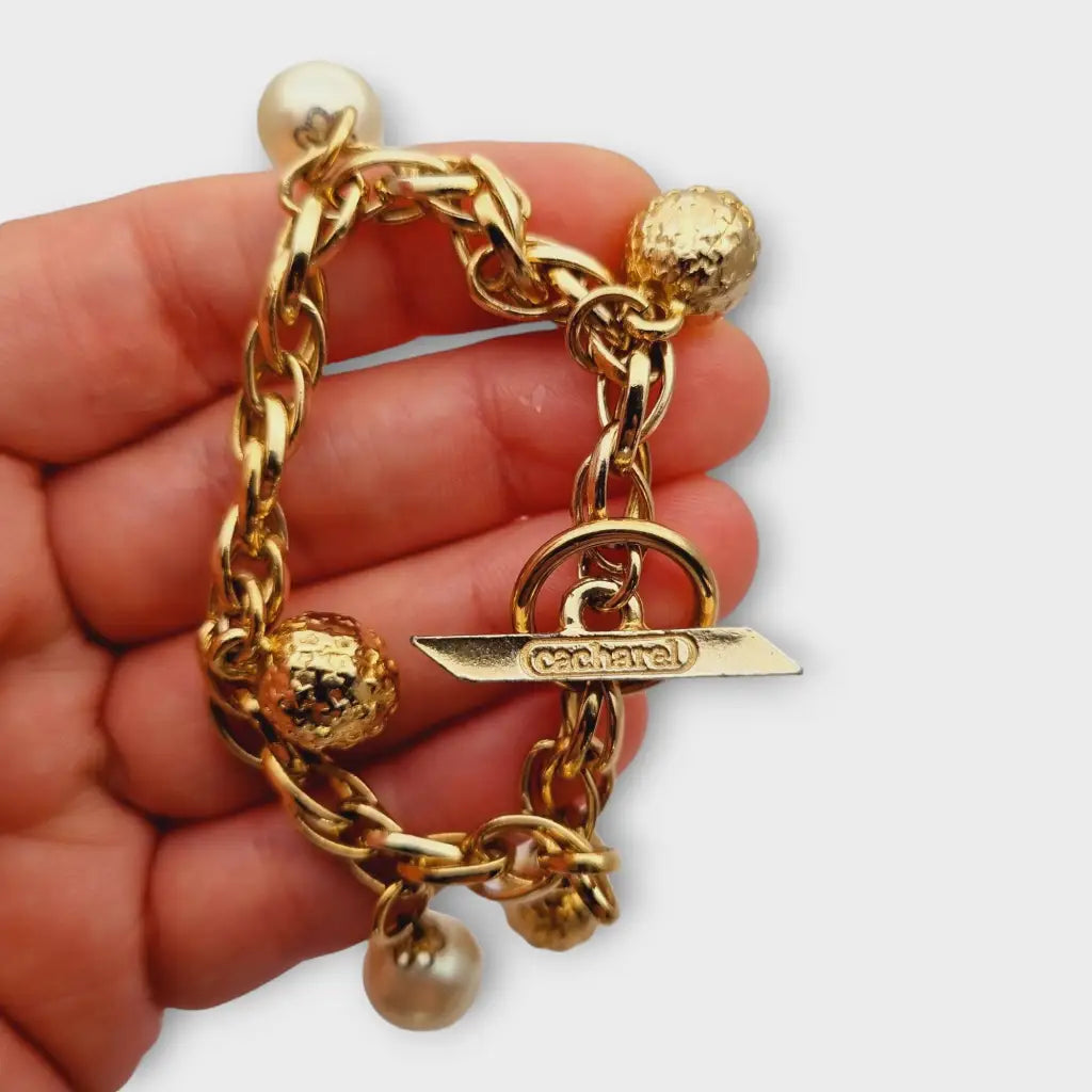 Pulsera vintage Cacharel con perlas años 80 línea de lencería