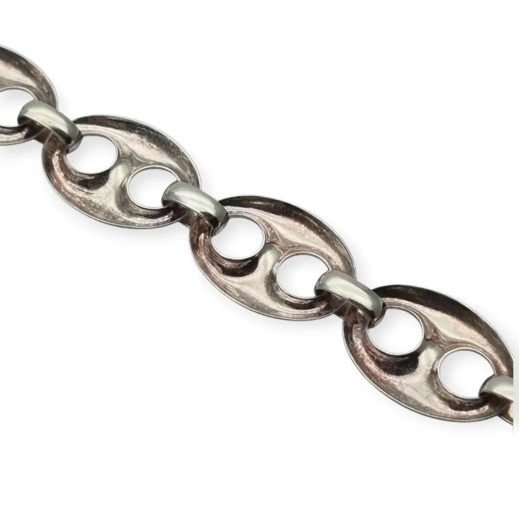 Pulsera vintage calabrote en plata maciza diseño ovalado doble estilo náutico