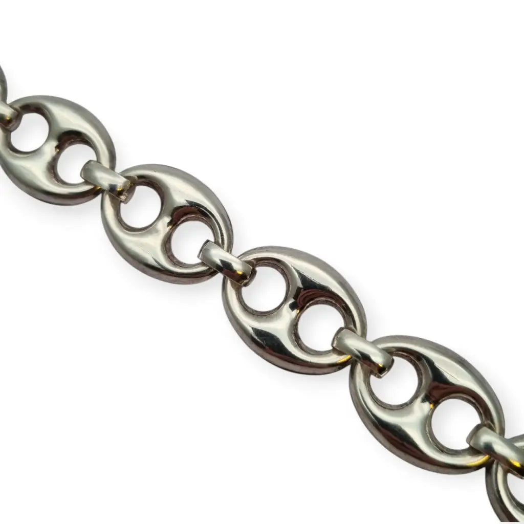 Pulsera vintage calabrote en plata maciza diseño ovalado doble estilo náutico