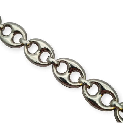 Pulsera vintage calabrote en plata maciza diseño ovalado doble estilo náutico