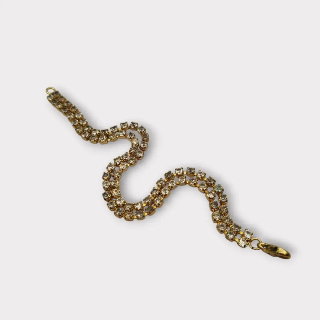 Pulsera vintage de diamantes imitación dorados para mujer elegante joyería