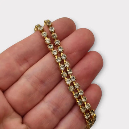 Pulsera vintage de diamantes imitación dorados para mujer elegante joyería