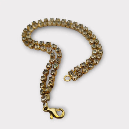 Pulsera vintage de diamantes imitación dorados para mujer elegante joyería