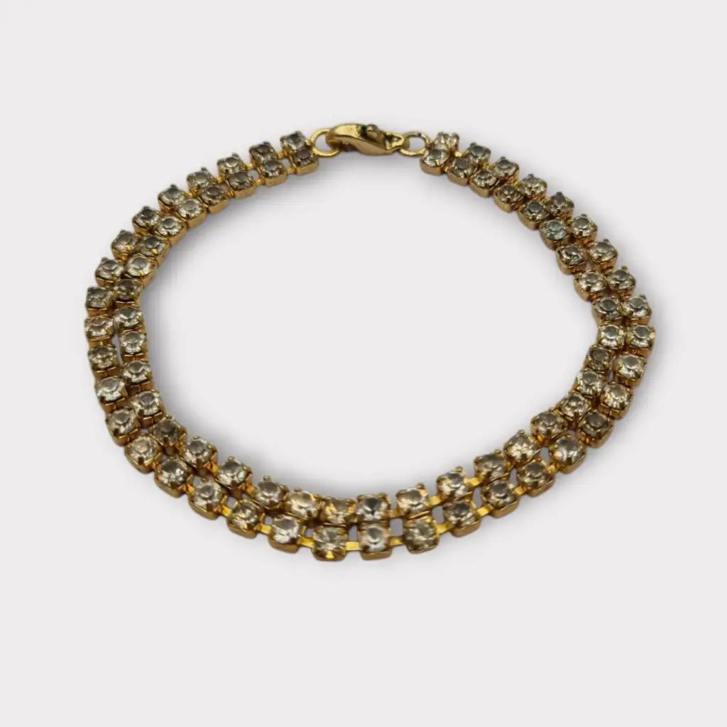 Pulsera vintage de diamantes imitación dorados para mujer elegante joyería