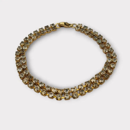 Pulsera vintage de diamantes imitación dorados para mujer elegante joyería