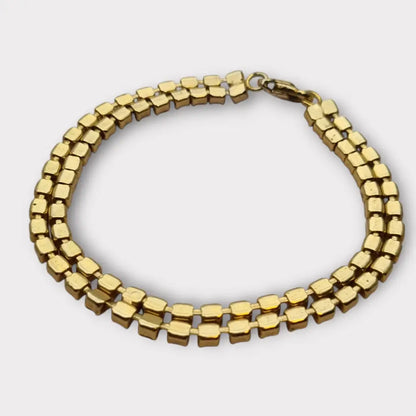 Pulsera vintage de diamantes imitación dorados para mujer elegante joyería