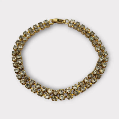 Pulsera vintage de diamantes imitación dorados para mujer elegante joyería