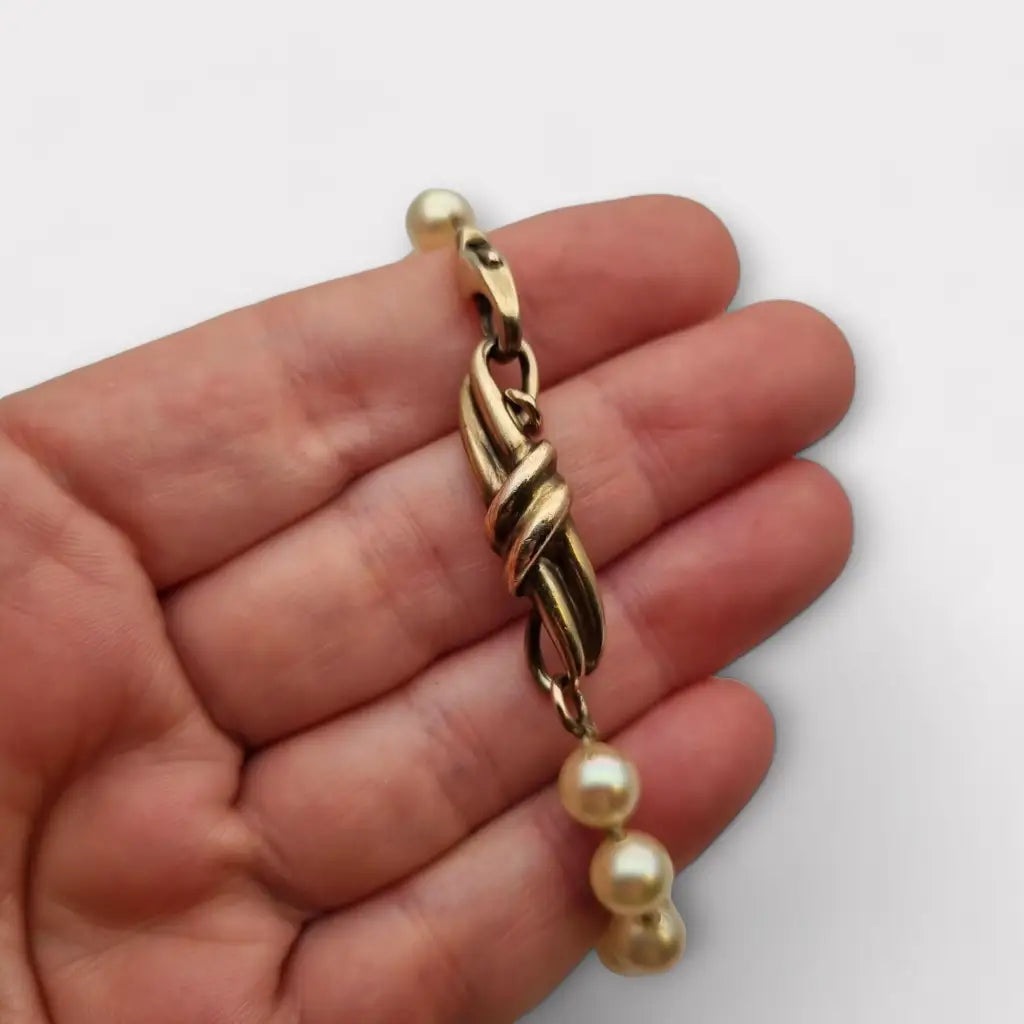 Pulsera vintage de perlas Majorica con cierre plata 925 bañada en oro