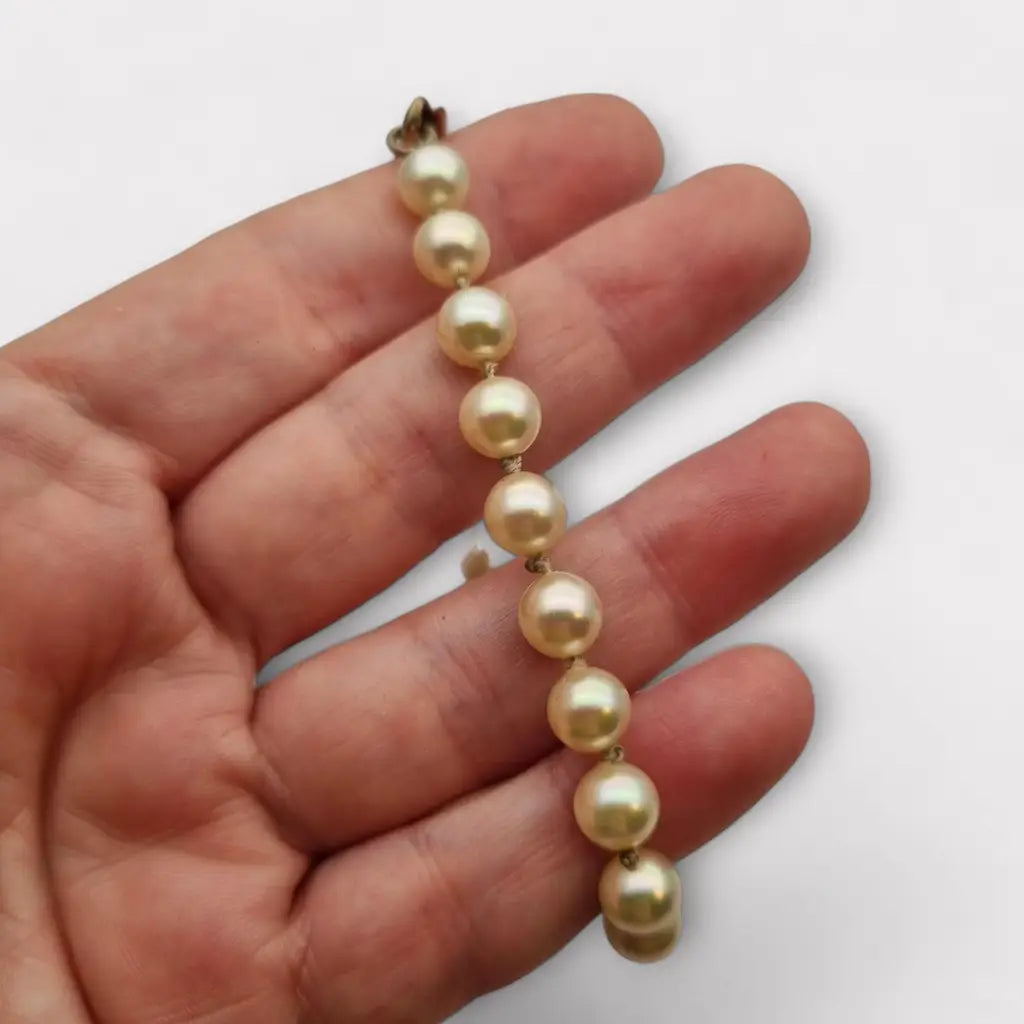 Pulsera vintage de perlas Majorica con cierre plata 925 bañada en oro