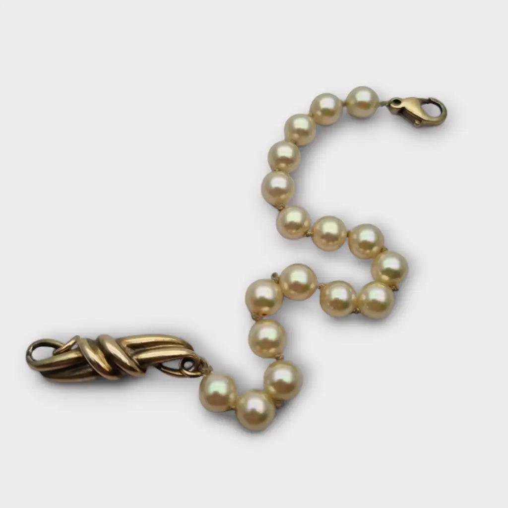 Pulsera vintage de perlas Majorica con cierre plata 925 bañada en oro